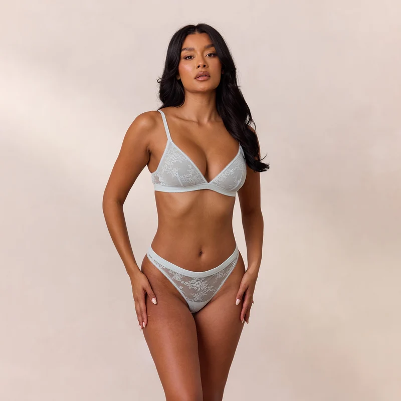 Brassière Lace Triangle - Bleu