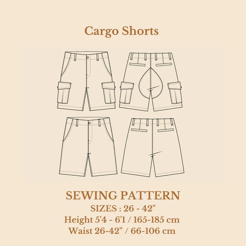 Patron de couture PDF | Short cargo | Wardrobe by Me | UNISEXE