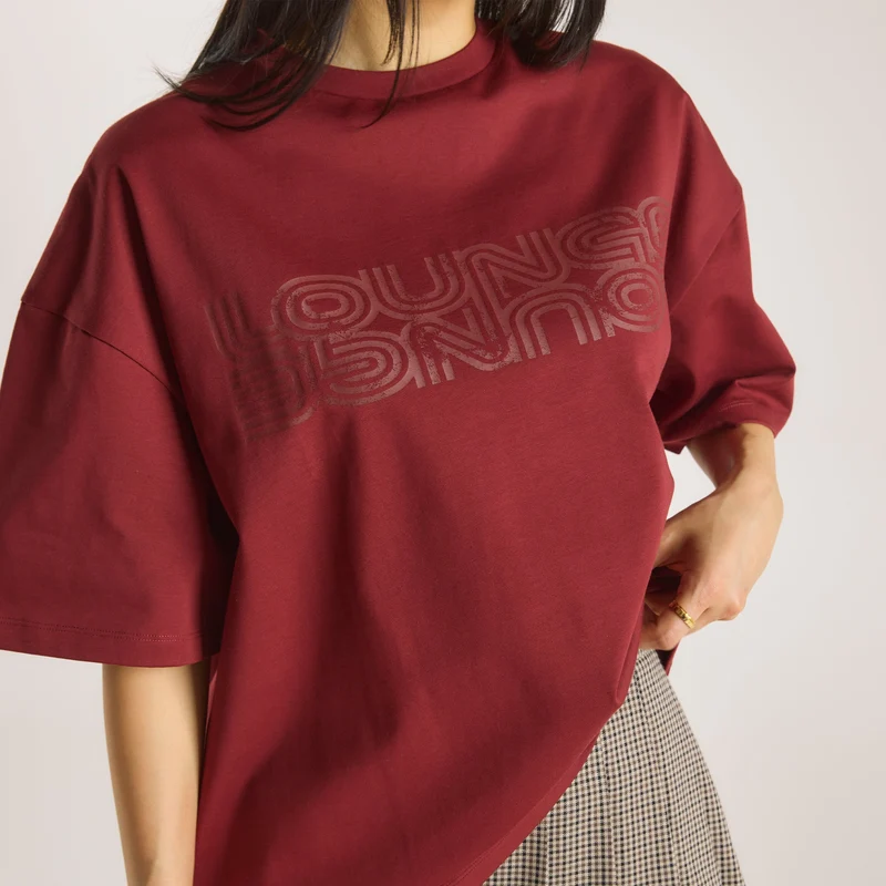T-shirt Graphique Oversize - Bordeaux
