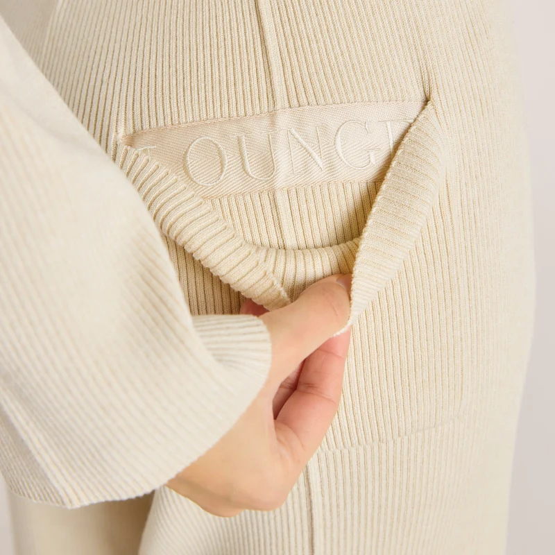 Pantalon Large en Tricot - Crème