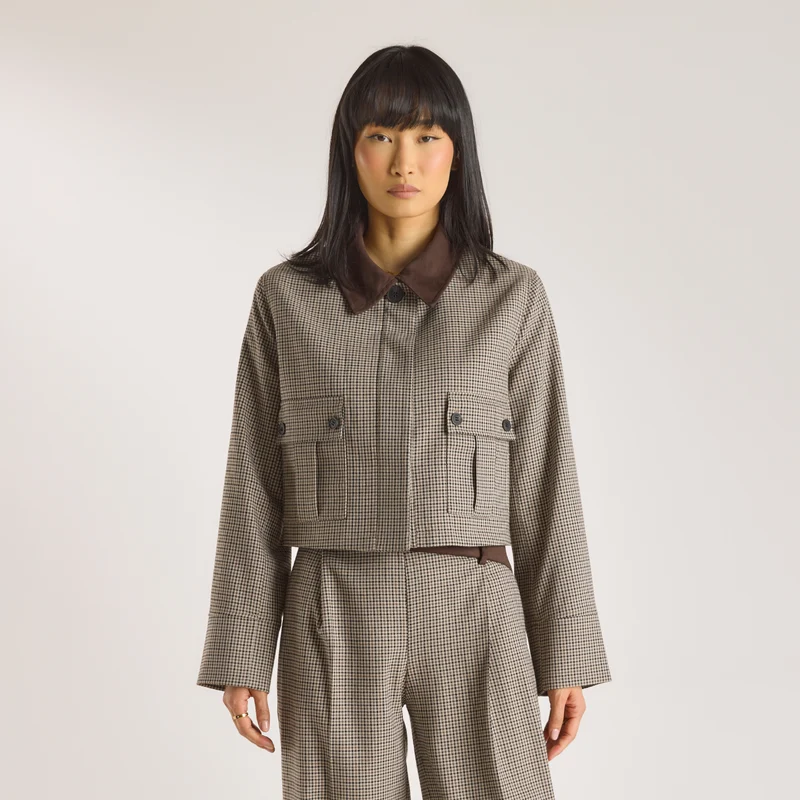 Veste Pied-de-Poule - Marron