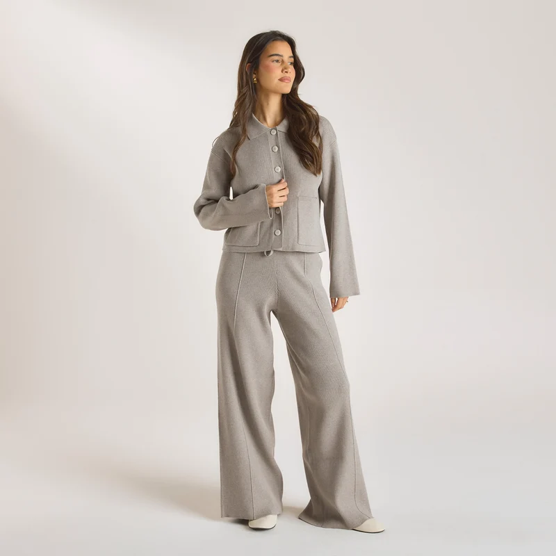 Chemise Oversize en Tricot - Gris Chaud