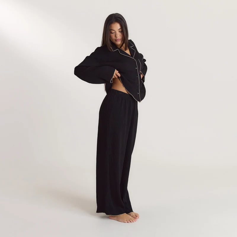 Pantalon de Pyjama Crinkle - Noir