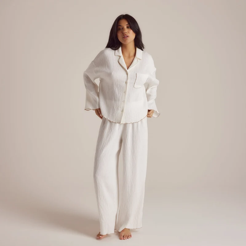 Pantalon de Pyjama Crinkle - Blanc