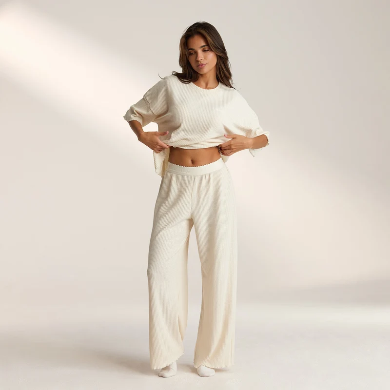 Pantalon de Pyjama Soft Waffle - Cream