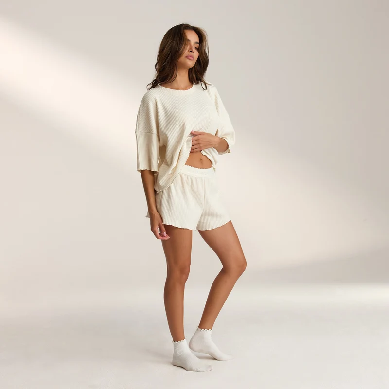 Short de Pyjama Soft Waffle - Cream
