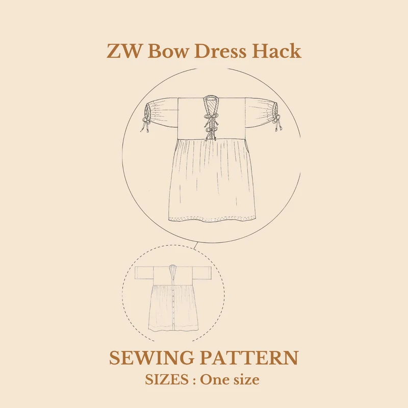 PATRON DE COUTURE PDF | ZW Bow Dress Hack | Birgitta Helmersson | A4 SEULEMENT