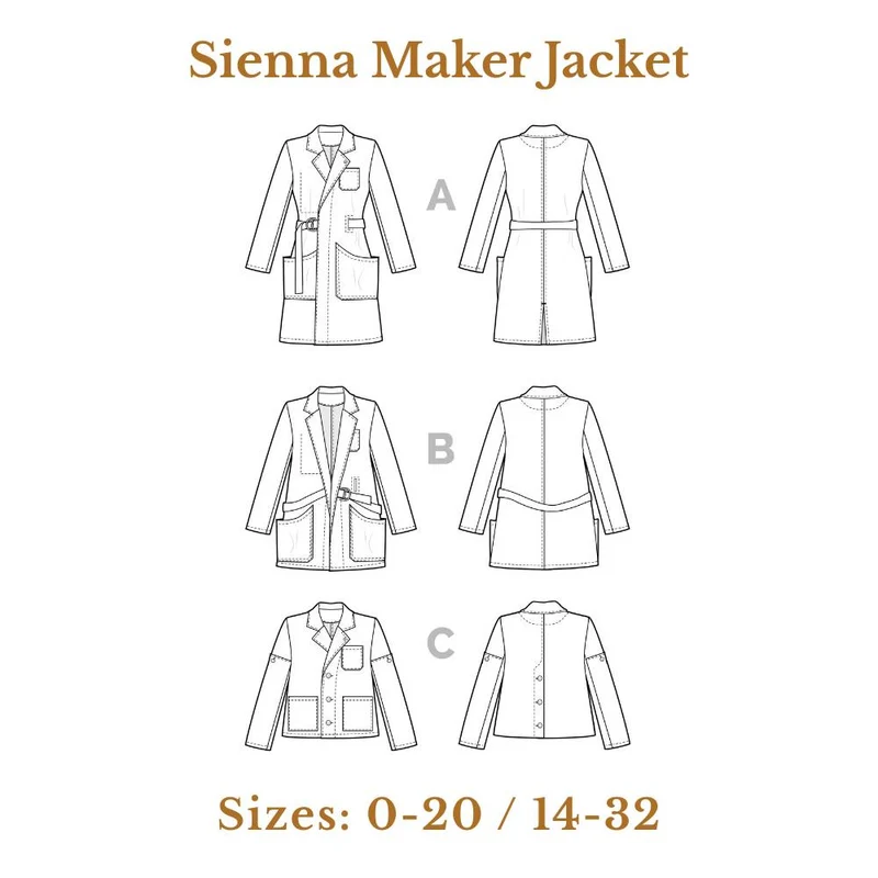 PATRON DE COUTURE PDF | Veste Sienna Maker | Closet Core | BILINGUE (FR/EN)