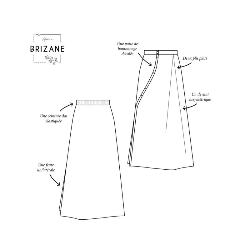 PATRON DE COUTURE PDF | Jupe Iséa | Atelier Brizane | FRANÇAIS UNIQUEMENT