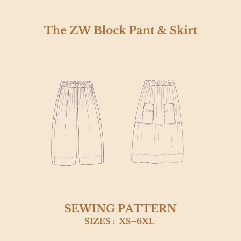 PATRON DE COUTURE PDF | Pantalon & Jupe ZW Block | Birgitta Helmersson | FORMAT A4 UNIQUEMENT