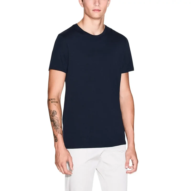 T-shirt pour Homme Armani Exchange Bleu Col Rond 100% Coton