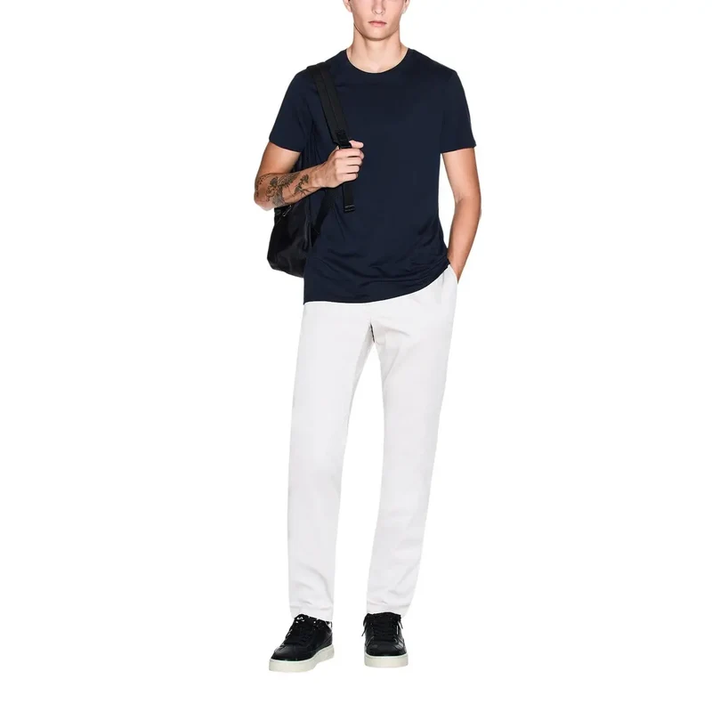 T-shirt pour Homme Armani Exchange Bleu Col Rond 100% Coton