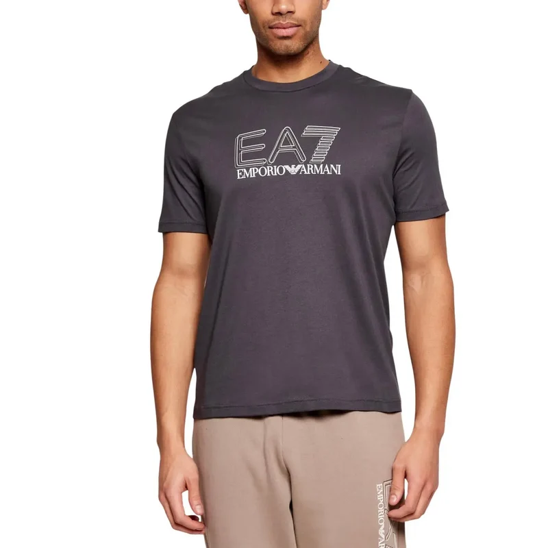 T-shirt pour homme EA7 Noir Coton Manches courtes Col rond