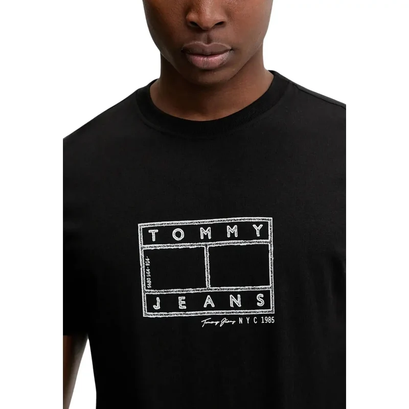 T-shirt pour Hommes Tommy Hilfiger Jeans Noir Coton Biologique DM0DM22317