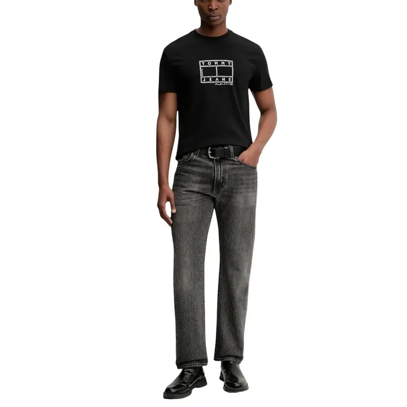 T-shirt pour Hommes Tommy Hilfiger Jeans Noir Coton Biologique DM0DM22317
