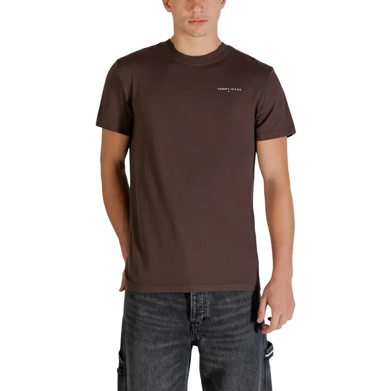 T-shirt pour hommes Tommy Hilfiger Jeans Marron Coton biologique Taille S