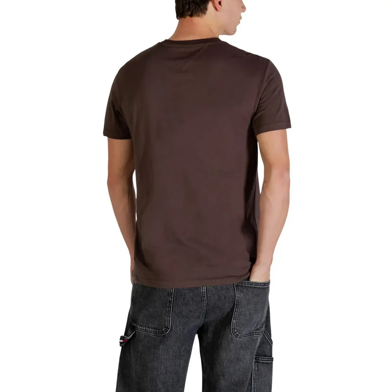 T-shirt pour hommes Tommy Hilfiger Jeans Marron Coton biologique Taille S