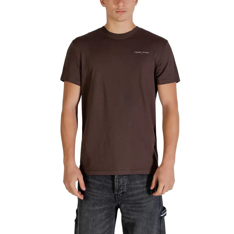 T-shirt pour hommes Tommy Hilfiger Jeans Marron Coton biologique Taille S