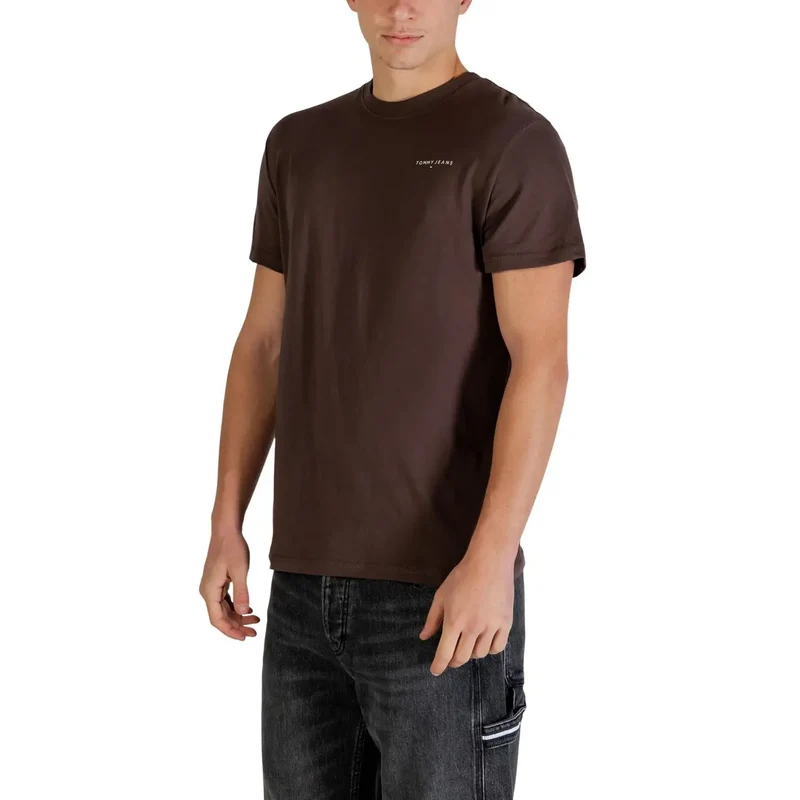 T-shirt pour hommes Tommy Hilfiger Jeans Marron Coton biologique Taille S