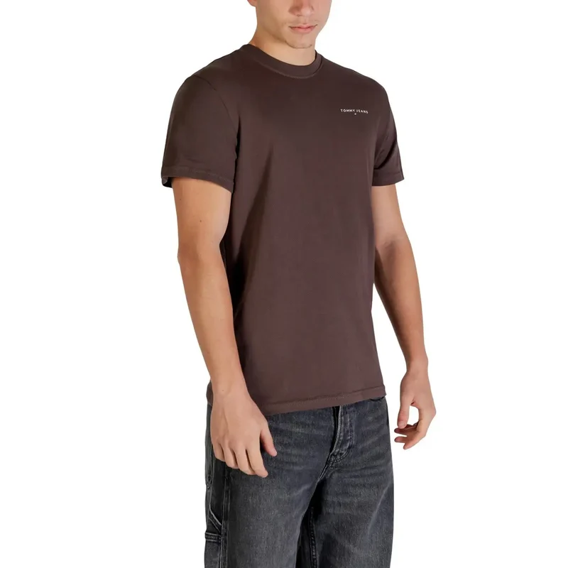 T-shirt pour hommes Tommy Hilfiger Jeans Marron Coton biologique Taille S
