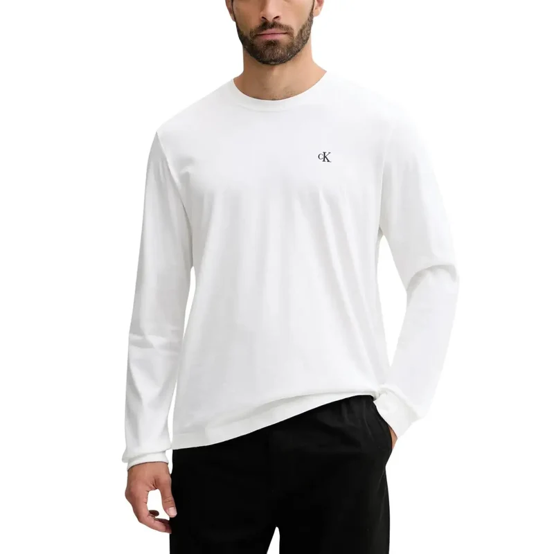T-shirt pour hommes Calvin Klein Jeans Blanc Long Coton Col rond
