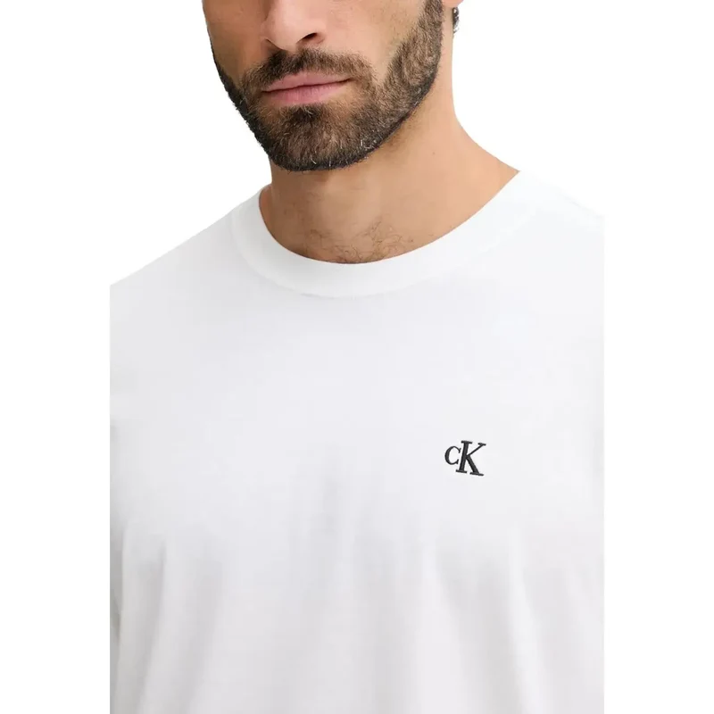 T-shirt pour hommes Calvin Klein Jeans Blanc Long Coton Col rond