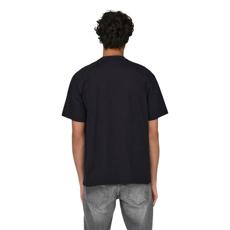 T-shirt pour Hommes Only & Sons Noir Coton Bio Manches Courtes
