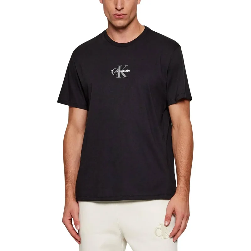 T-shirt pour Hommes Calvin Klein Jeans Noir Coton Col Rond Taille S