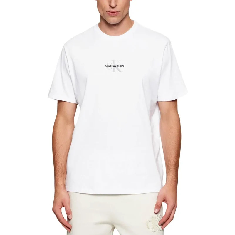 T-shirt pour Hommes Calvin Klein Jeans Noir Coton Col Rond Taille S