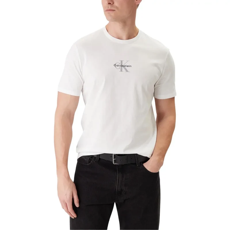 T-shirt pour Hommes Calvin Klein Jeans Noir Coton Col Rond Taille S
