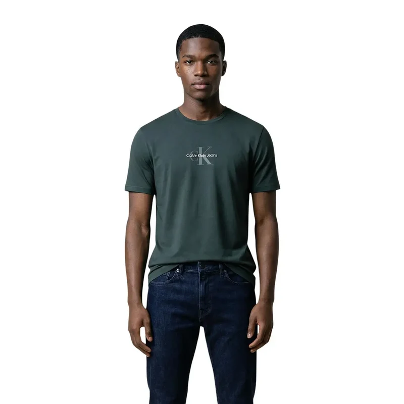 T-shirt pour Hommes Calvin Klein Jeans Noir Coton Col Rond Taille S