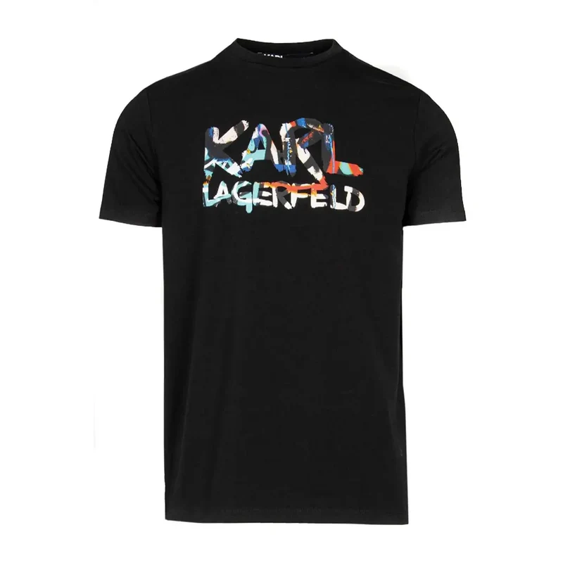 T-shirt pour homme Karl Lagerfeld en coton noir à imprimé col rond