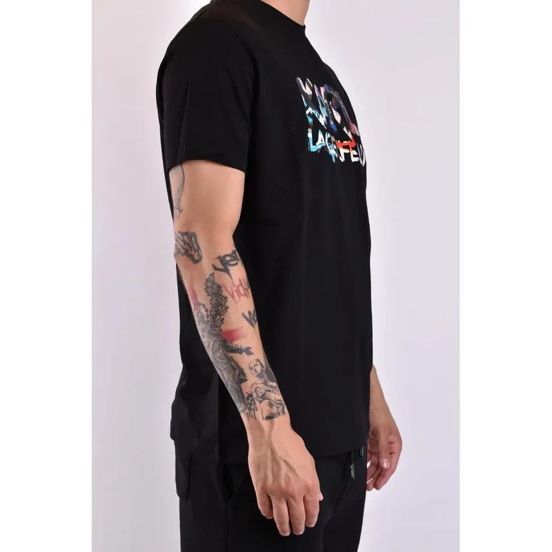 T-shirt pour homme Karl Lagerfeld en coton noir à imprimé col rond