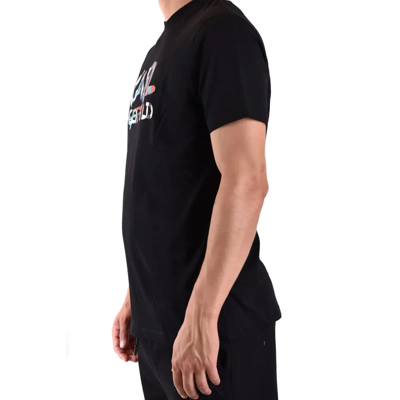 T-shirt pour homme Karl Lagerfeld en coton noir à imprimé col rond