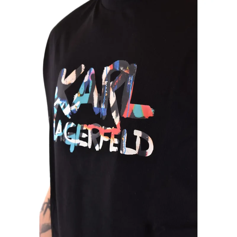 T-shirt pour homme Karl Lagerfeld en coton noir à imprimé col rond