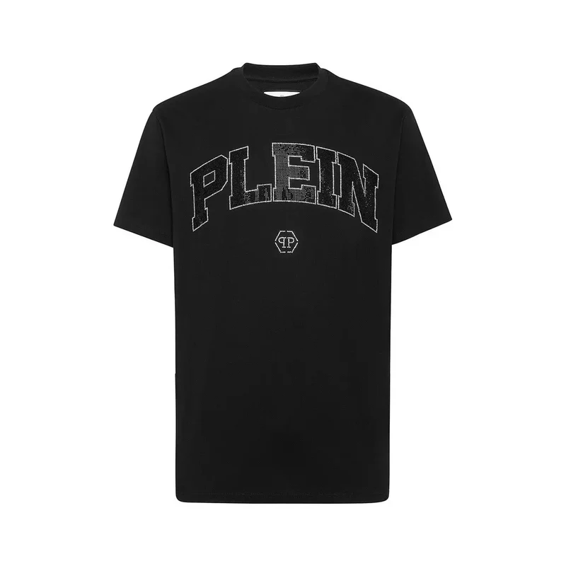 T-shirt pour Hommes Philipp Plein Noir Col Rond Coton Taille S