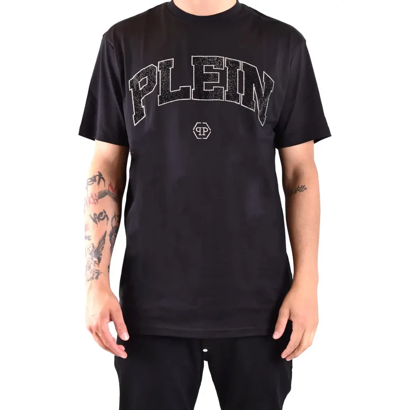 T-shirt pour Hommes Philipp Plein Noir Col Rond Coton Taille S