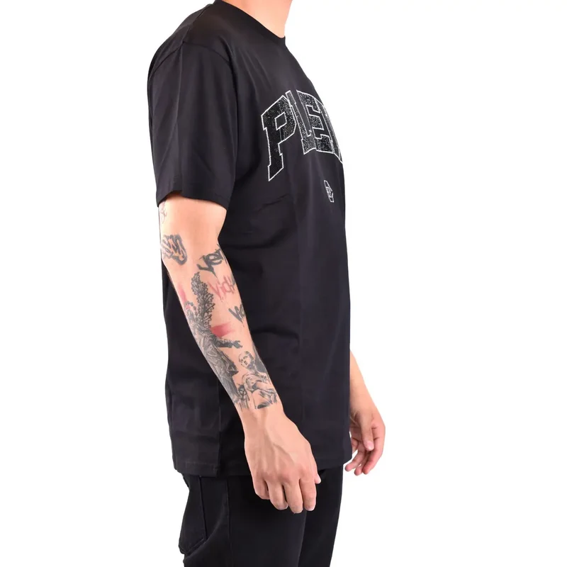 T-shirt pour Hommes Philipp Plein Noir Col Rond Coton Taille S