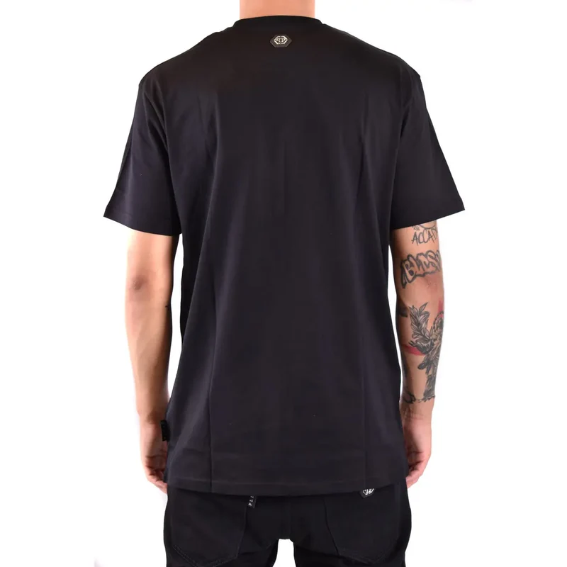 T-shirt pour Hommes Philipp Plein Noir Col Rond Coton Taille S