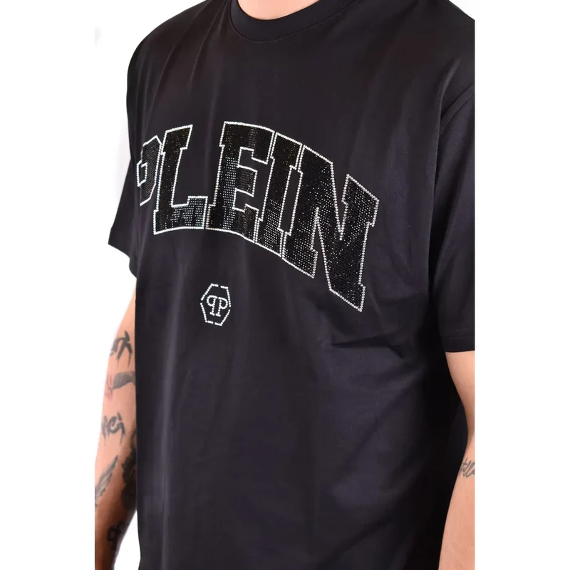 T-shirt pour Hommes Philipp Plein Noir Col Rond Coton Taille S