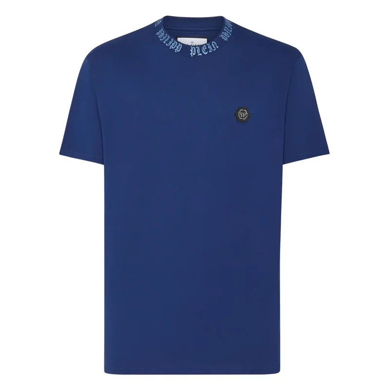 T-shirt pour Hommes Philipp Plein Bleu Col Rond 100 % Coton