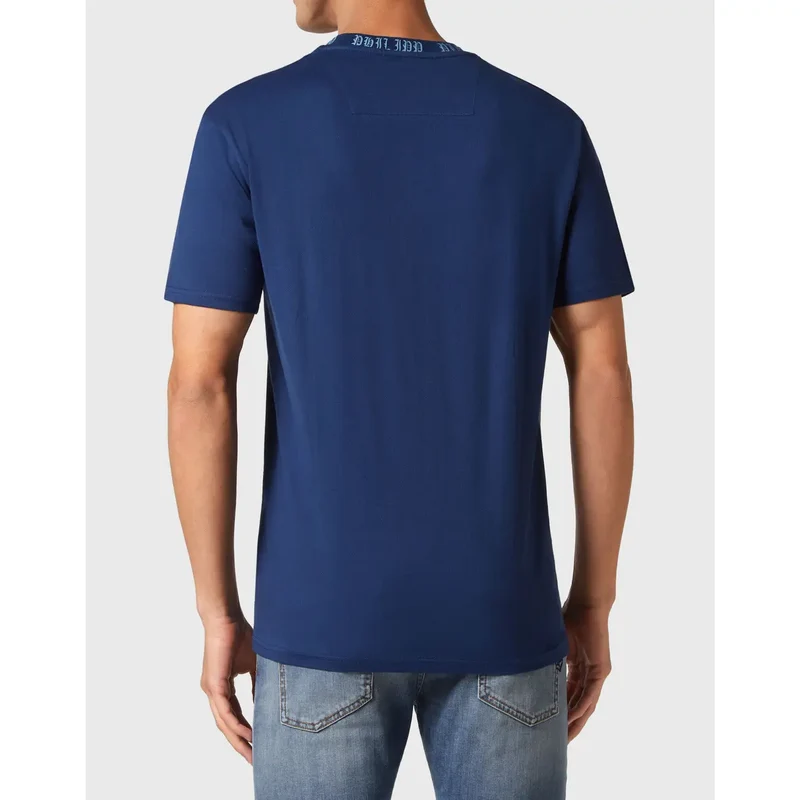 T-shirt pour Hommes Philipp Plein Bleu Col Rond 100 % Coton