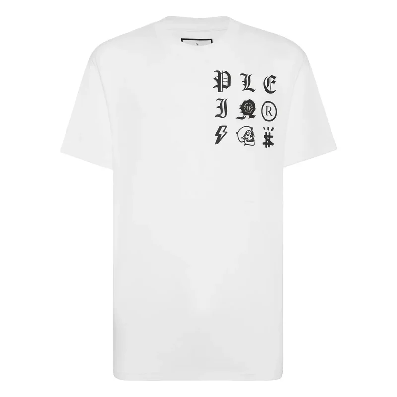 T-shirt Homme Philipp Plein Coton Blanc Col Rond Impression EBO 2050