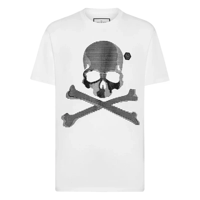 T-shirt Homme Philipp Plein Coton Blanc Col Rond Impression