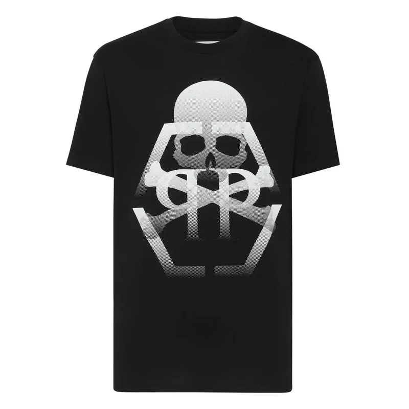 T-shirt pour Hommes Philipp Plein Coton Noir Col Rond Manches Courtes