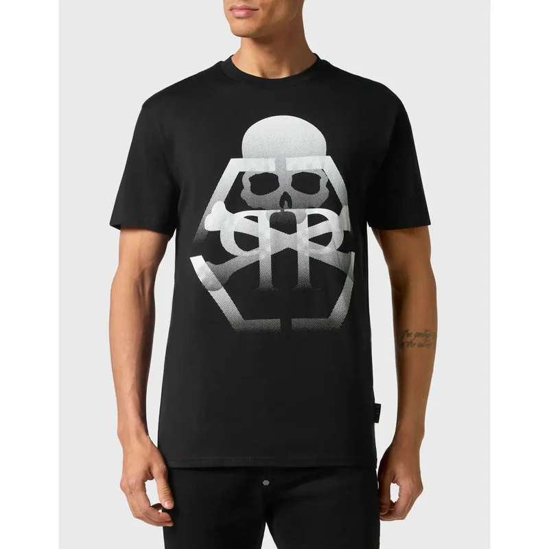 T-shirt pour Hommes Philipp Plein Coton Noir Col Rond Manches Courtes