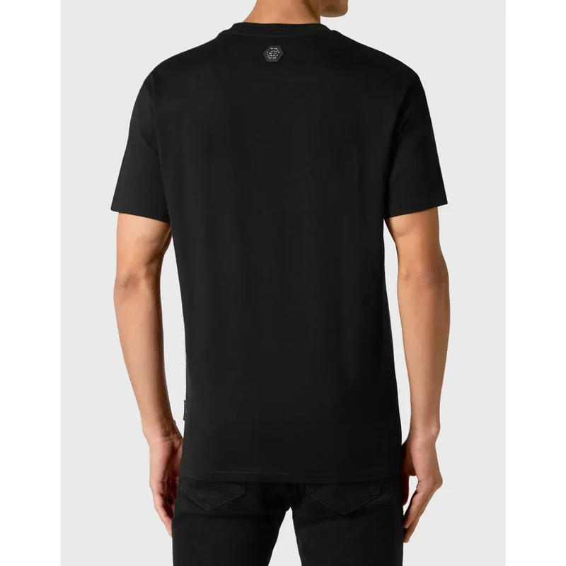 T-shirt pour Hommes Philipp Plein Coton Noir Col Rond Manches Courtes