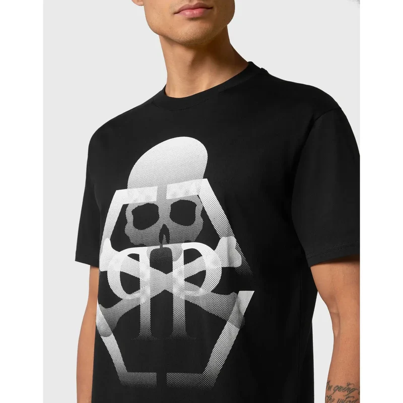 T-shirt pour Hommes Philipp Plein Coton Noir Col Rond Manches Courtes