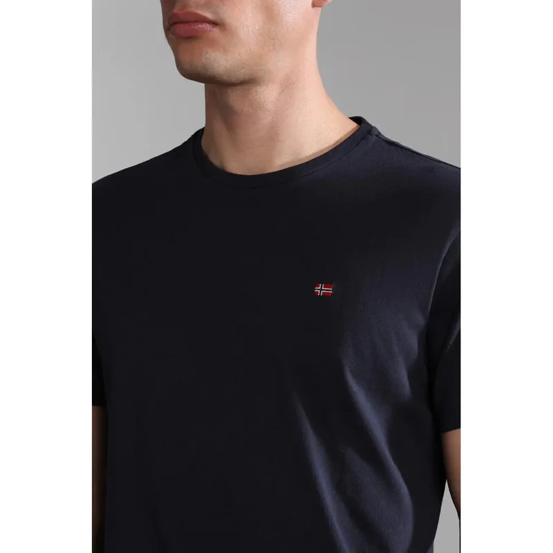 T-shirt pour Homme Napapijri Bleu Manches Courtes Coton Col Rond