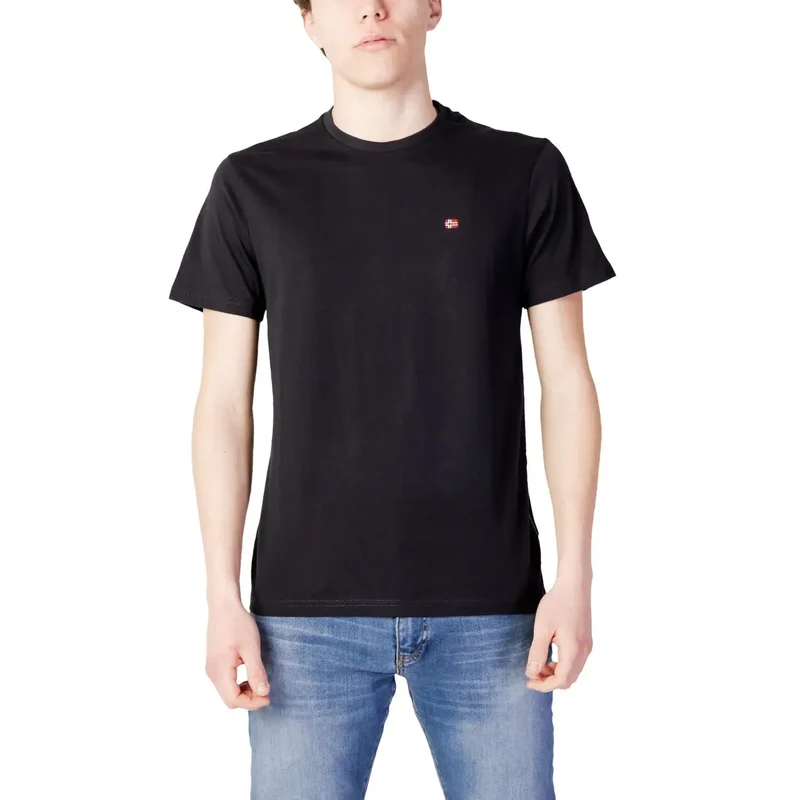 T-shirt pour homme Napapijri Noir Coton Col rond Manches courtes
